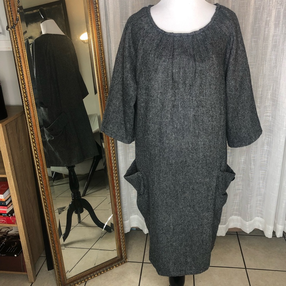 Vesade Tunic Poly Woven Half/Raglan Sleeve Pockets Pull Lined Gray Size 12